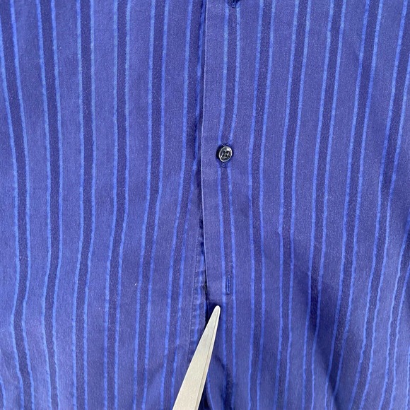 Ben Sherman Shirt Mens 15.5 Button Up Long Sleeve Blue Striped 34-35 - Picture 8 of 13
